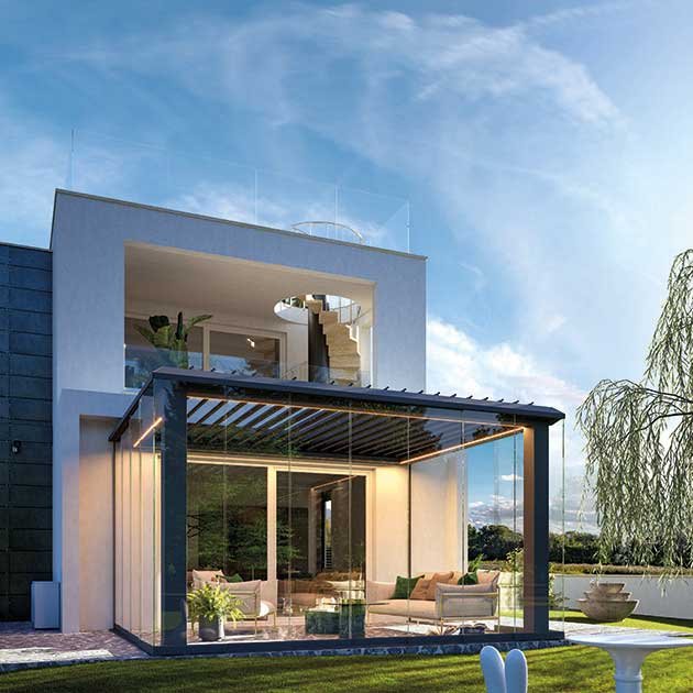 S708 Caelum pergola con vetrate 